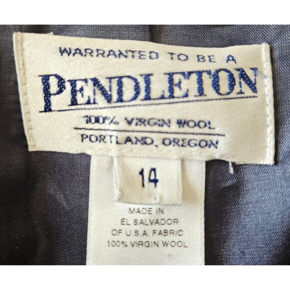 Pendleton Woman Size 14 100% Virgin Wool Navy Blazer One Button Classic Preppy - Picture 4 of 6